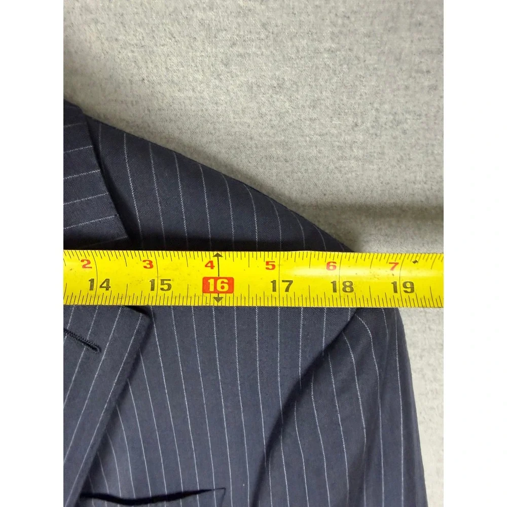 Ermenegildo‎ Zegna Milano Suit 44L Mens Navy Blue Pinstripe Trofeo Wool 2pc 54L